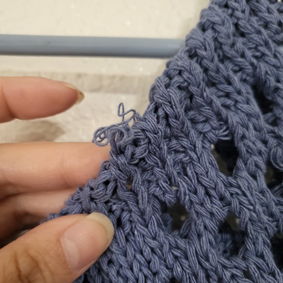 Women's PrettyLittleThing Petite Blue Crochet Knit Bardot‎ Top - Picture 6 of 9